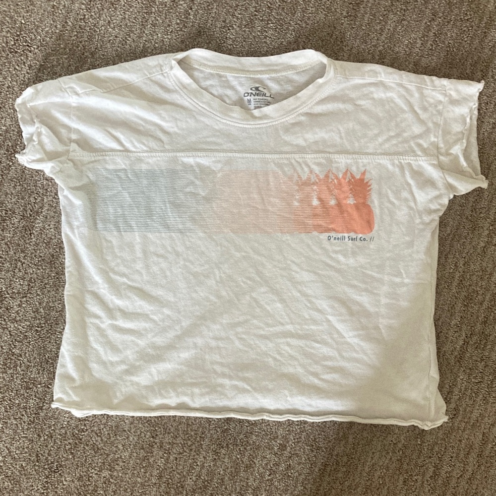 O'Neill Kids Cropped White, Blue and Orange Graphic Tee